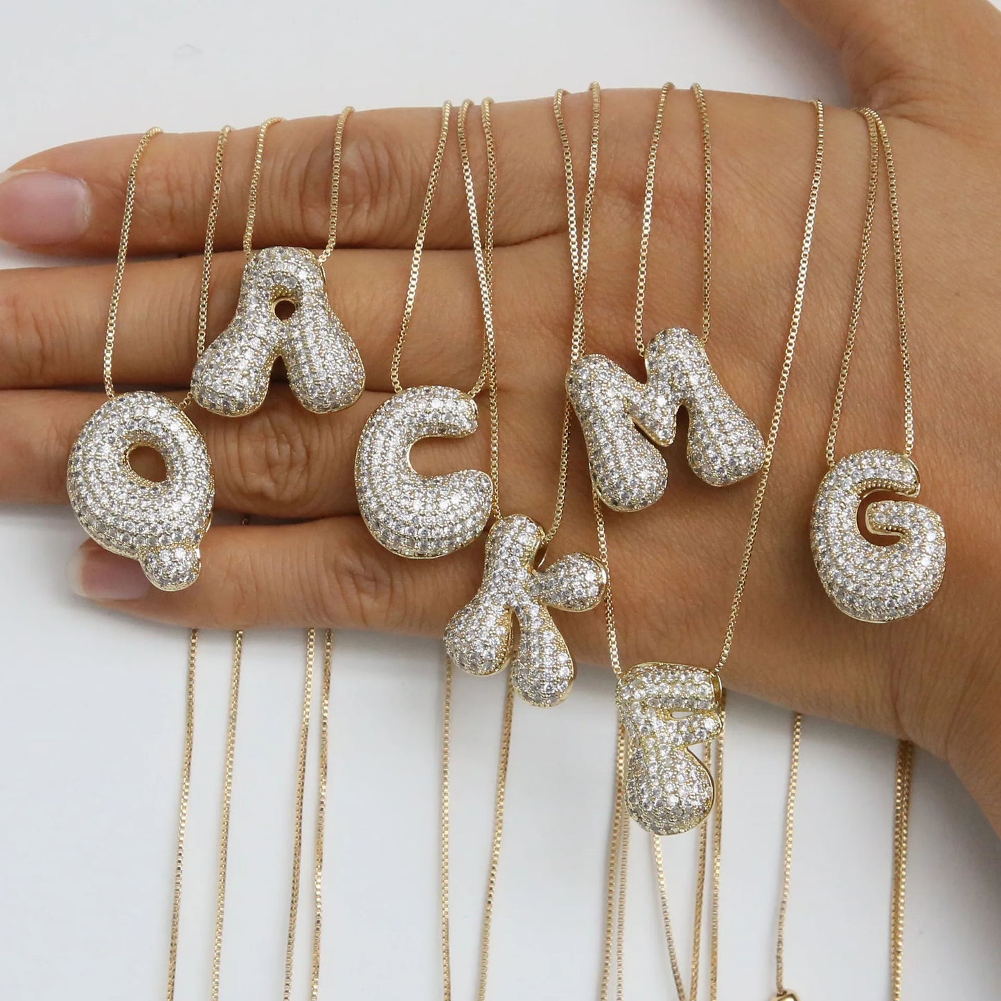 Luxury Zircon Alphabet Pendant Necklace