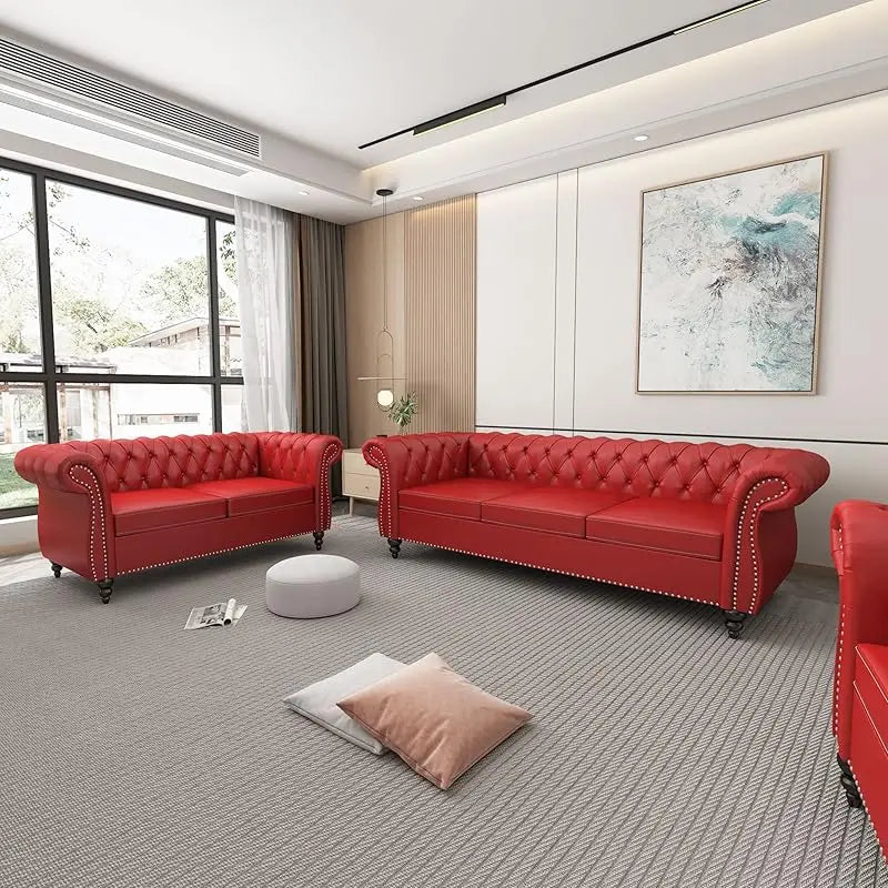 Living Room 3-piece Leather Sofa Set
