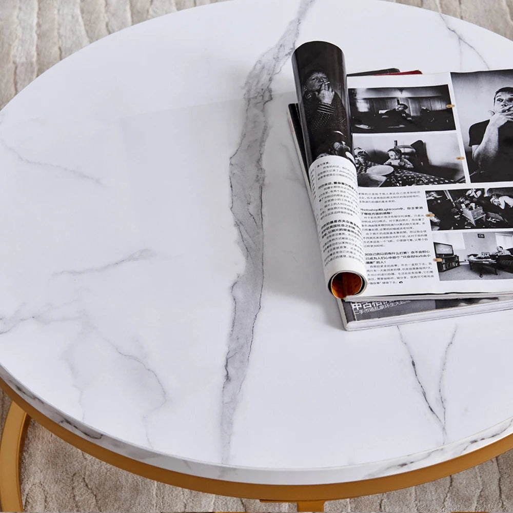 Marble Round Coffee Table Set