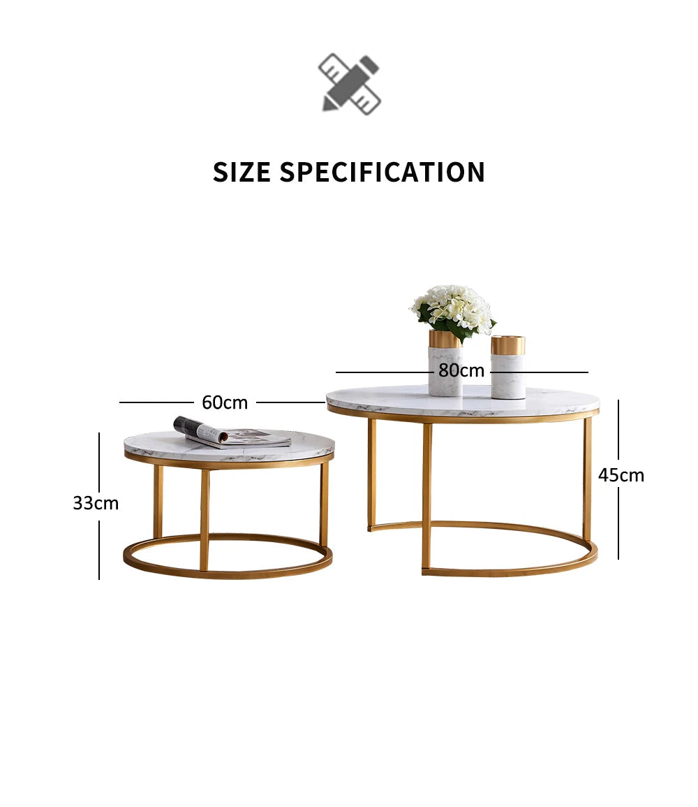 Marble Round Coffee Table Set