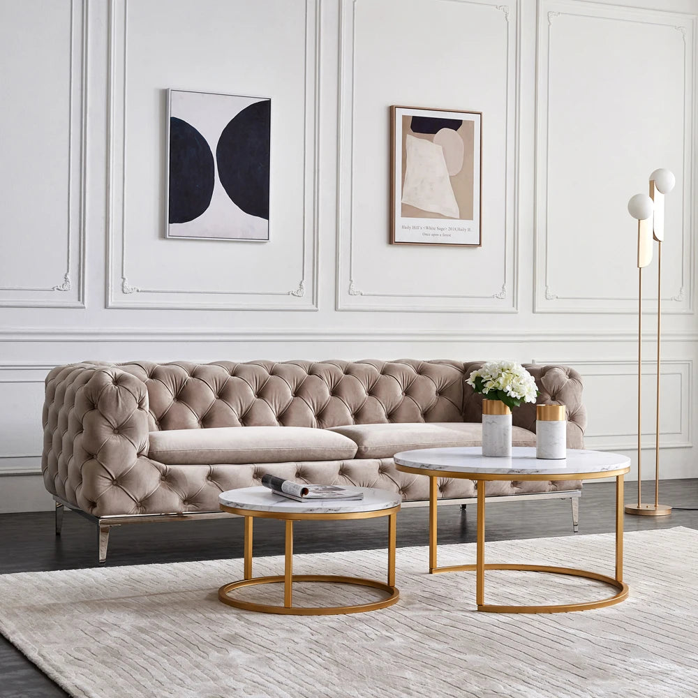 Marble Round Coffee Table Set