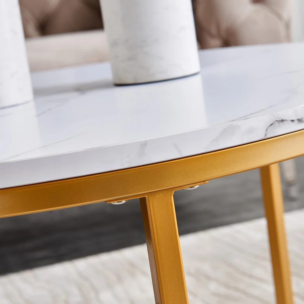 Marble Round Coffee Table Set