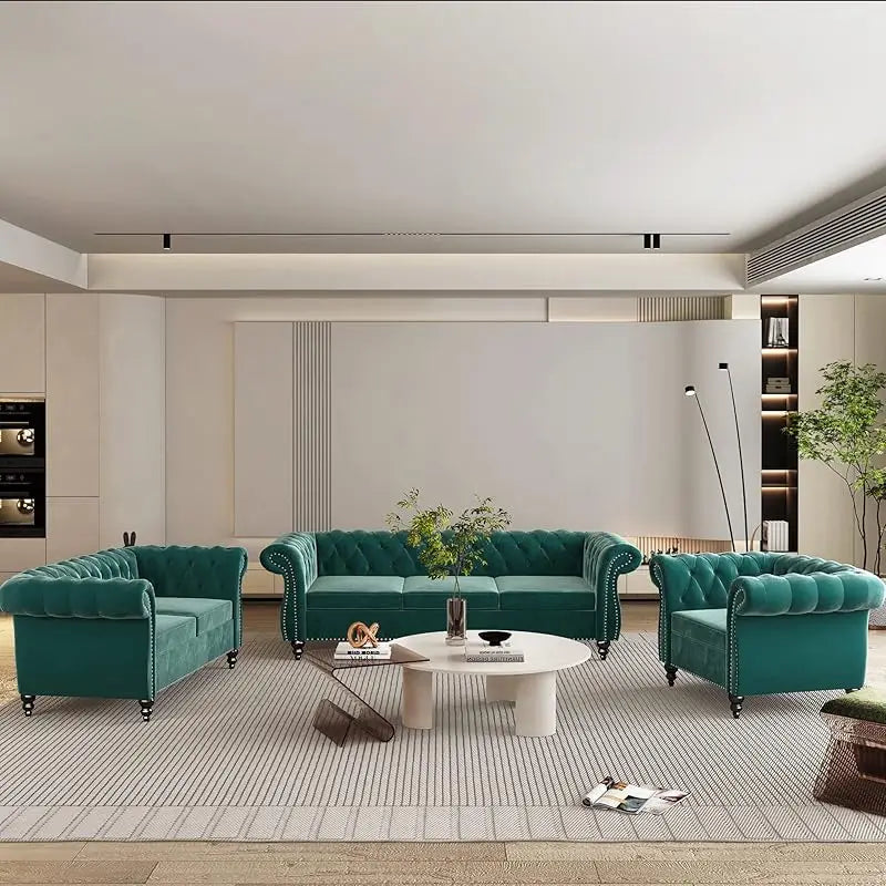 Living Room 3-piece Leather Sofa Set