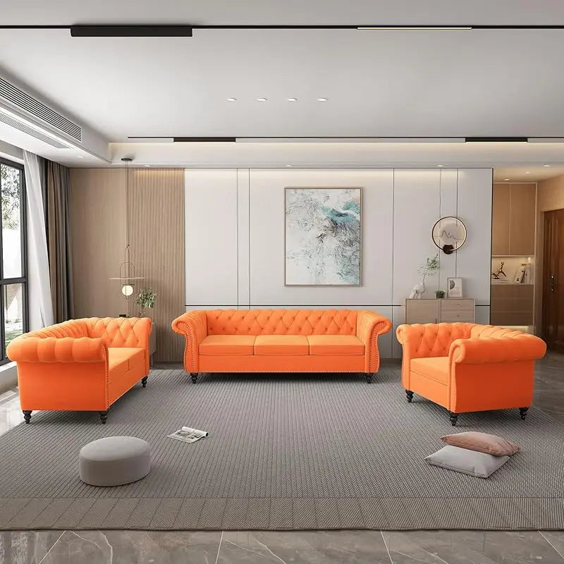 Living Room 3-piece Leather Sofa Set
