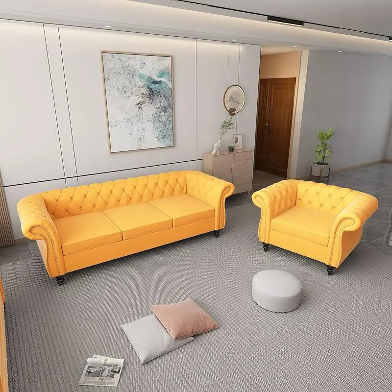 Living Room 3-piece Leather Sofa Set
