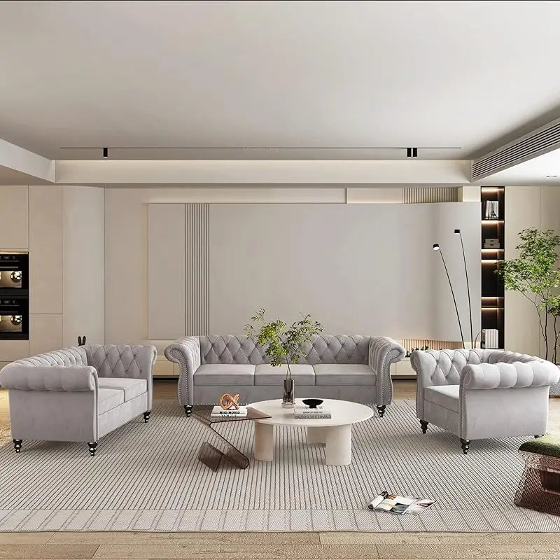 Living Room 3-piece Leather Sofa Set