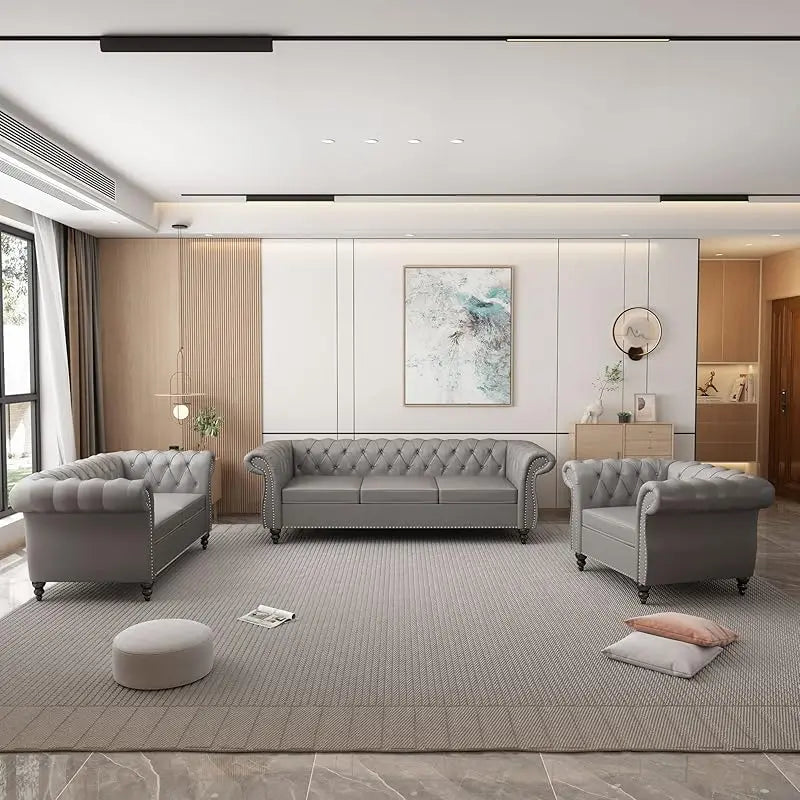 Living Room 3-piece Leather Sofa Set